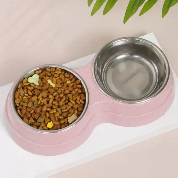 Double Stainless Steel Food Bowl