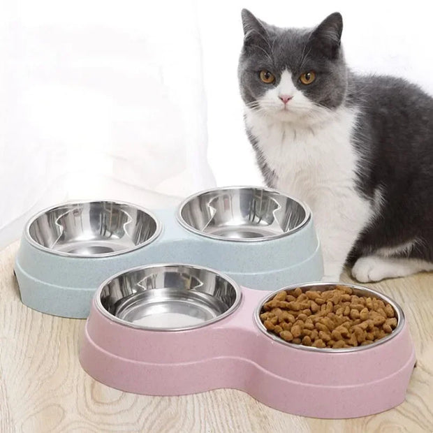 Double Stainless Steel Food Bowl